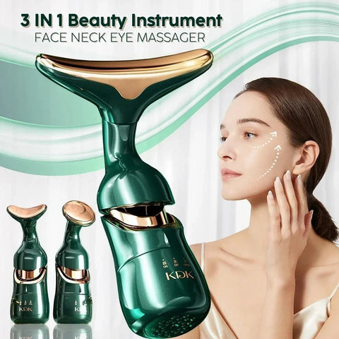 Dispositivo masajeador facial 3 en 1 de cuello y ojos.