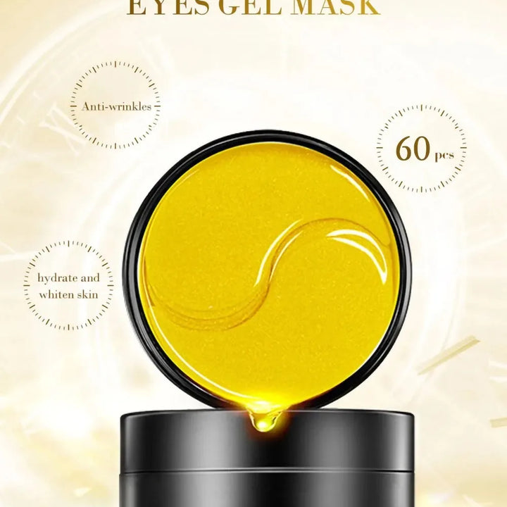 Mascarilla hidratante dorada para ojos, alivia la fatiga ocular y nutre el contorno de ojos con colágeno