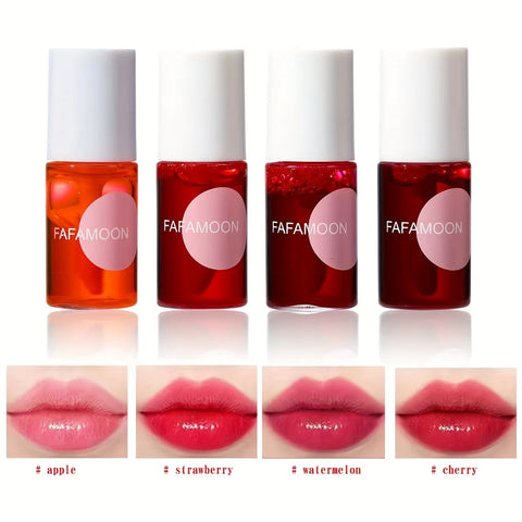 Lápiz labial líquido hidratante a prueba de agua con brillo de agua y 4 colores afrutados.