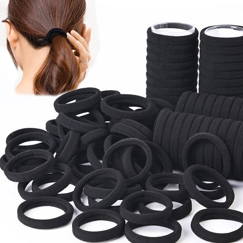 50/100 unidades de bandas elásticas para el pelo negras.